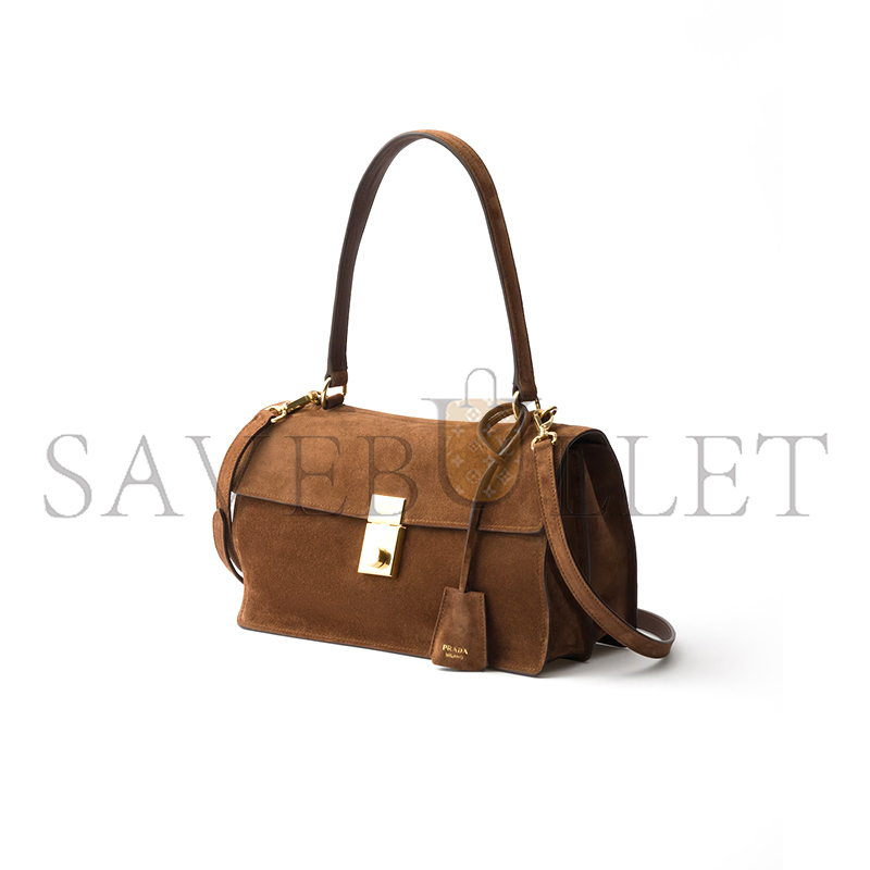 Pra*a soft sound medium suede shoulder bag 1bn023 (28*16*10cm)